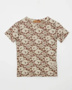 Best Adina T-Shirt Cotton Blend Floral Lace Brown T-Shirts & Tanks | Clothing