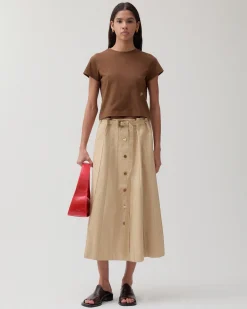 Clearance Adina T-Shirt Organic Cotton Jersey Brown T-Shirts & Tanks | Clothing