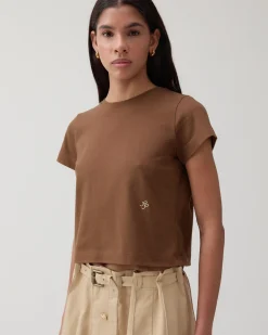 Clearance Adina T-Shirt Organic Cotton Jersey Brown T-Shirts & Tanks | Clothing