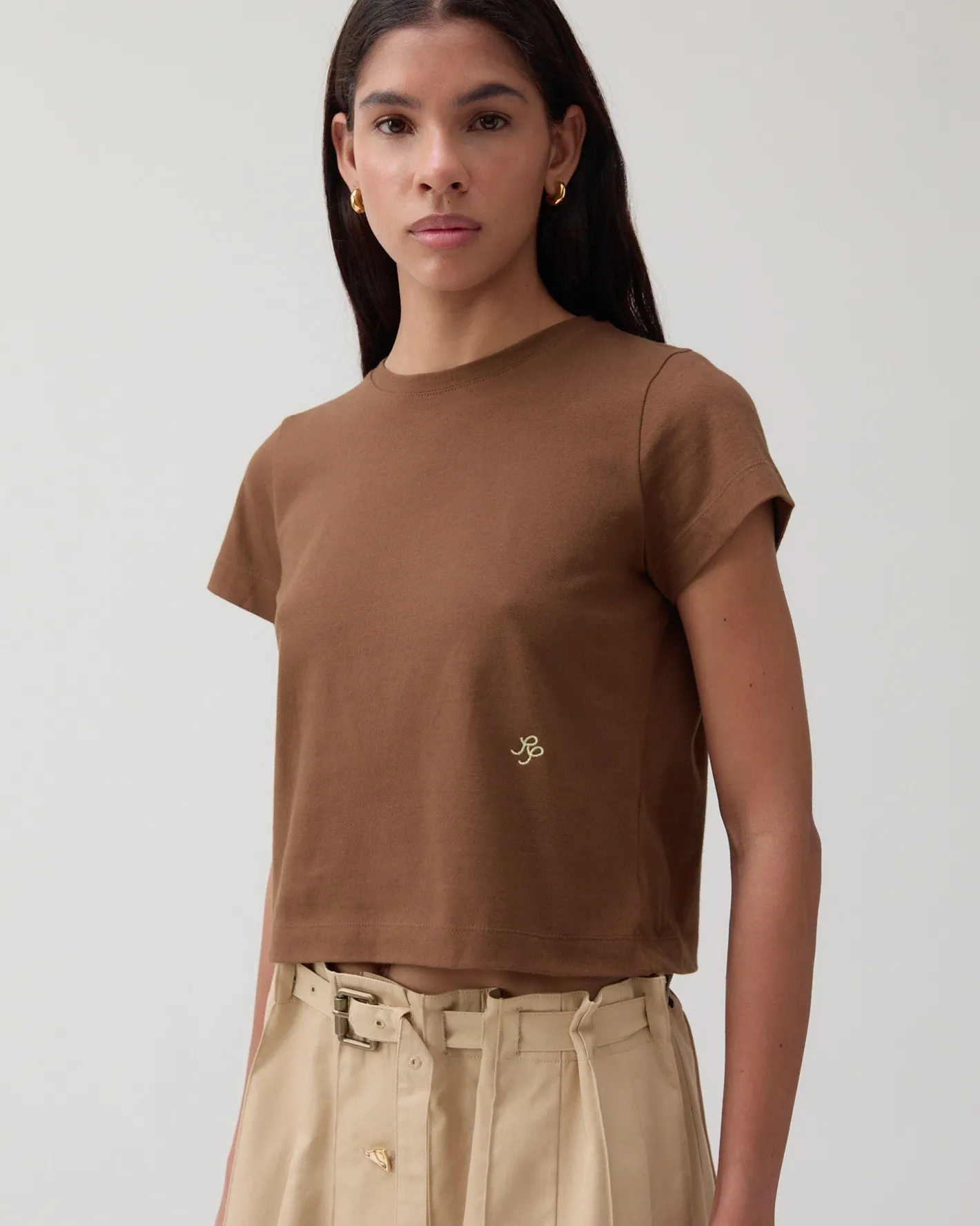 Clearance Adina T-Shirt Organic Cotton Jersey Brown T-Shirts & Tanks | Clothing