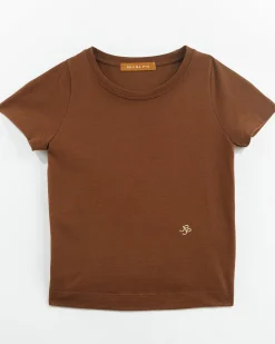 Clearance Adina T-Shirt Organic Cotton Jersey Brown T-Shirts & Tanks | Clothing