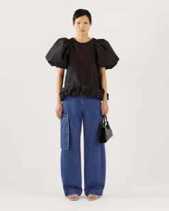 Online Alara Blouse Recycled Blend Taffeta Navy Shirts & Blouses | Clothing