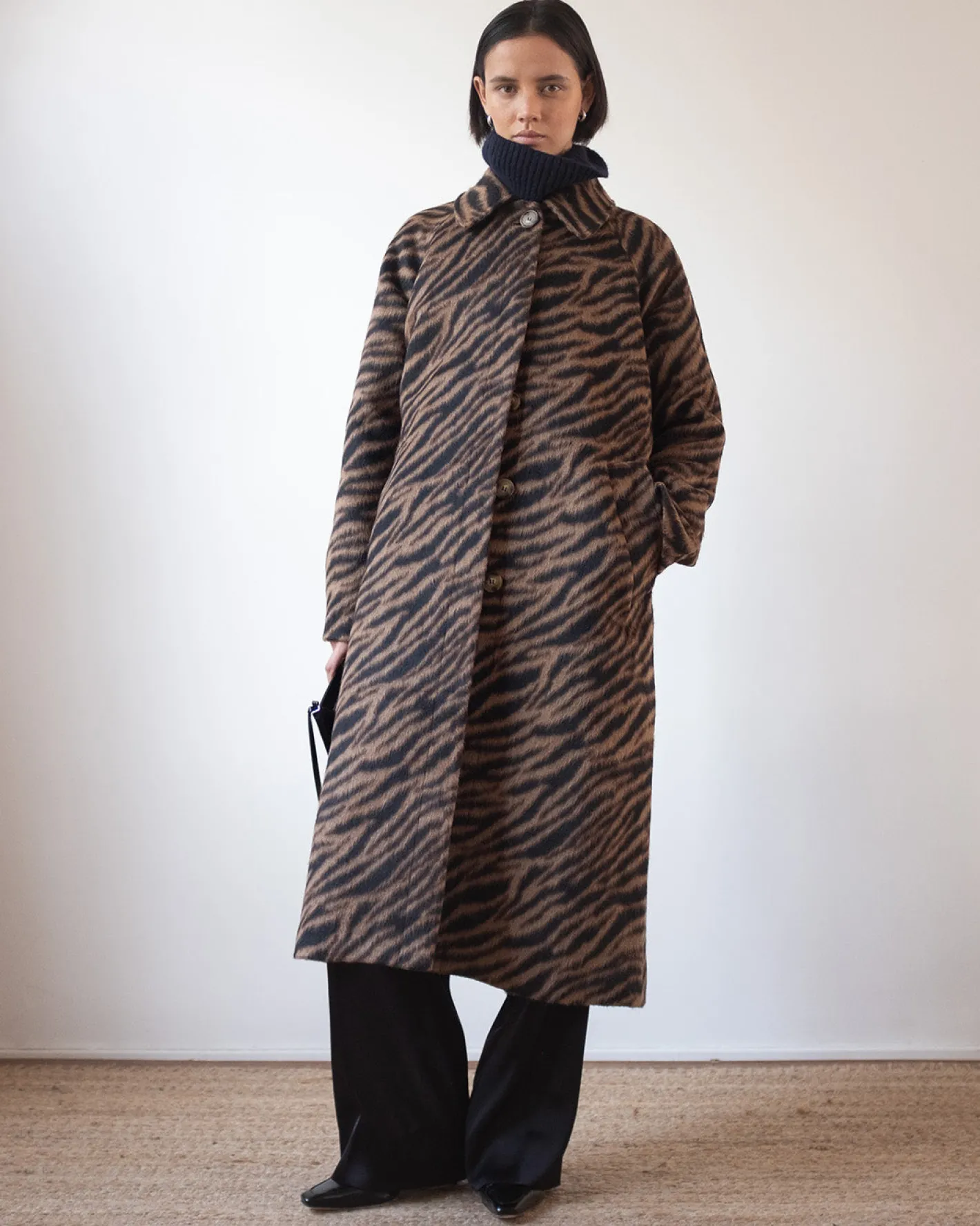 Sale Alice Coat Wool Blend Jacquard Tiger Beige Coats | Coats