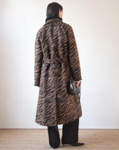 Sale Alice Coat Wool Blend Jacquard Tiger Beige Coats | Coats