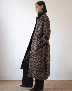 Sale Alice Coat Wool Blend Jacquard Tiger Beige Coats | Coats