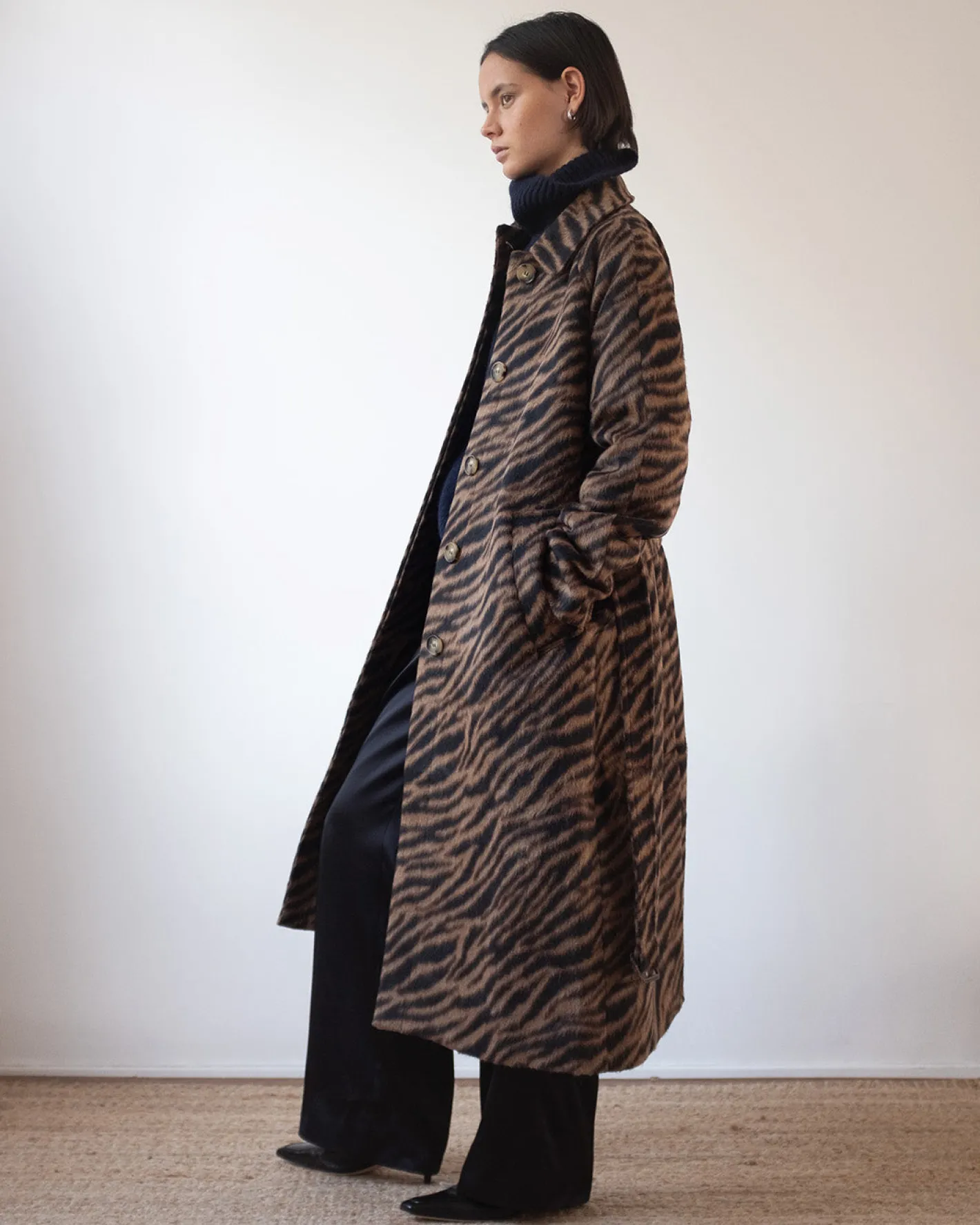 Sale Alice Coat Wool Blend Jacquard Tiger Beige Coats | Coats
