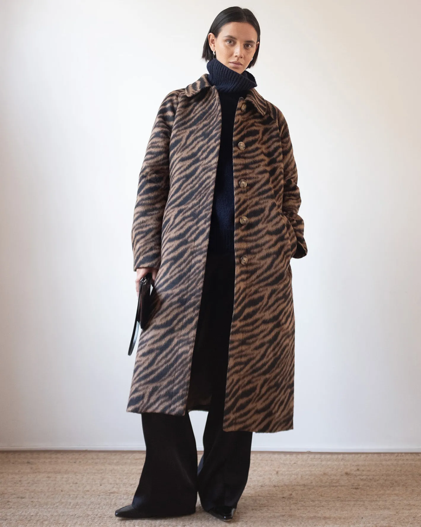 Sale Alice Coat Wool Blend Jacquard Tiger Beige Coats | Coats