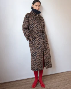 Sale Alice Coat Wool Blend Jacquard Tiger Beige Coats | Coats