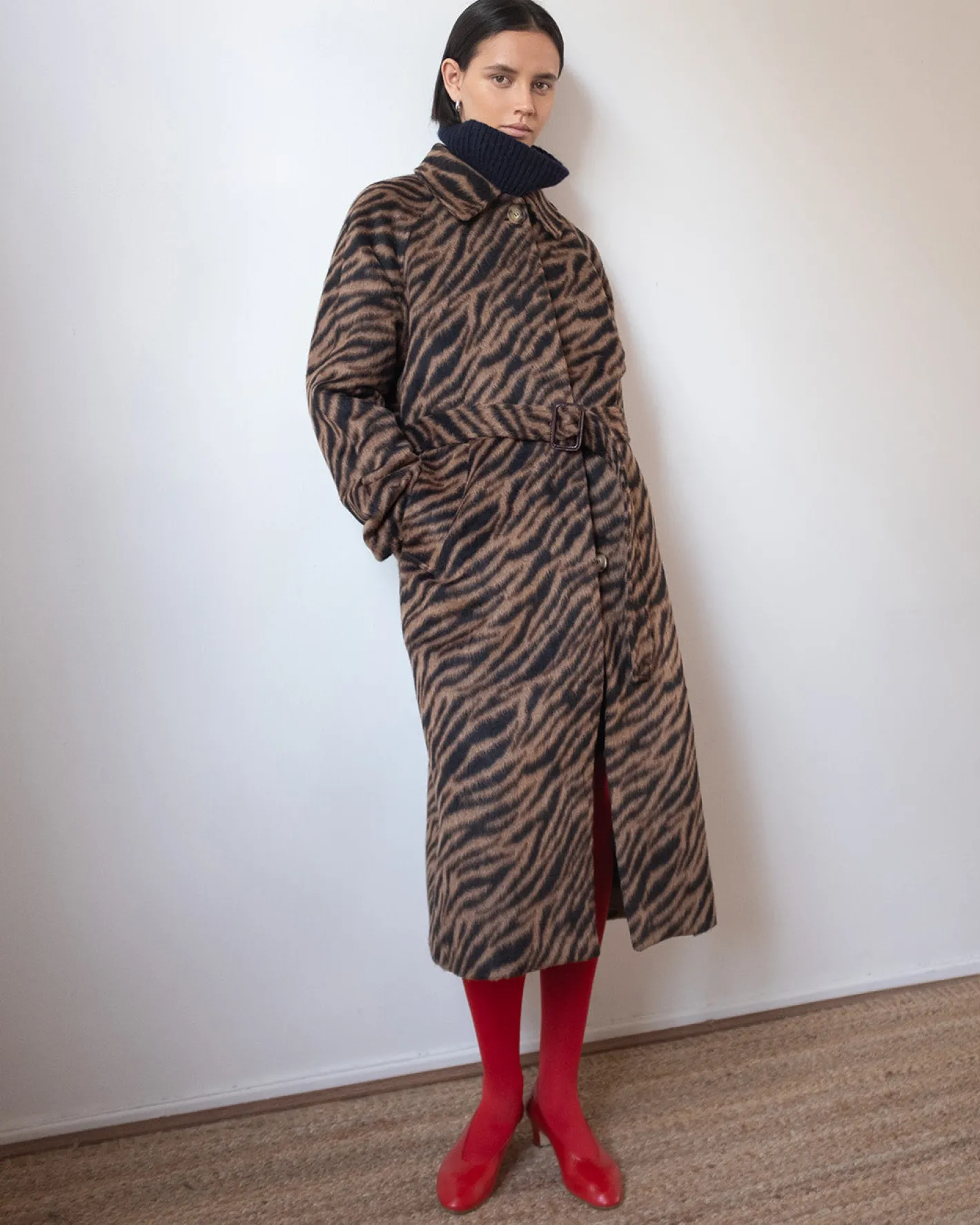 Sale Alice Coat Wool Blend Jacquard Tiger Beige Coats | Coats