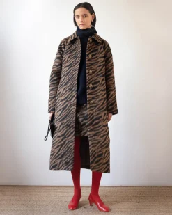 Sale Alice Coat Wool Blend Jacquard Tiger Beige Coats | Coats