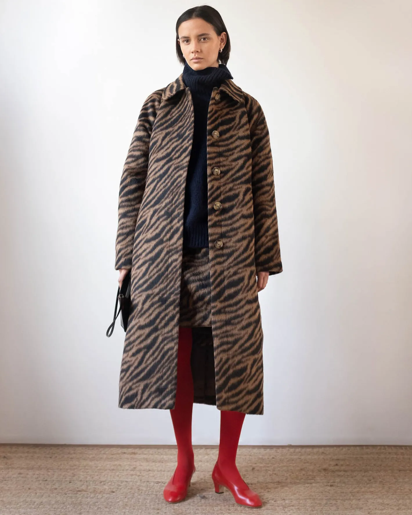 Sale Alice Coat Wool Blend Jacquard Tiger Beige Coats | Coats