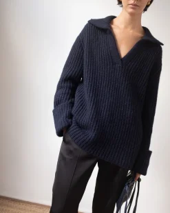 Clearance Alison Sweater Chunky Alpaca Navy Knitwear | Clothing