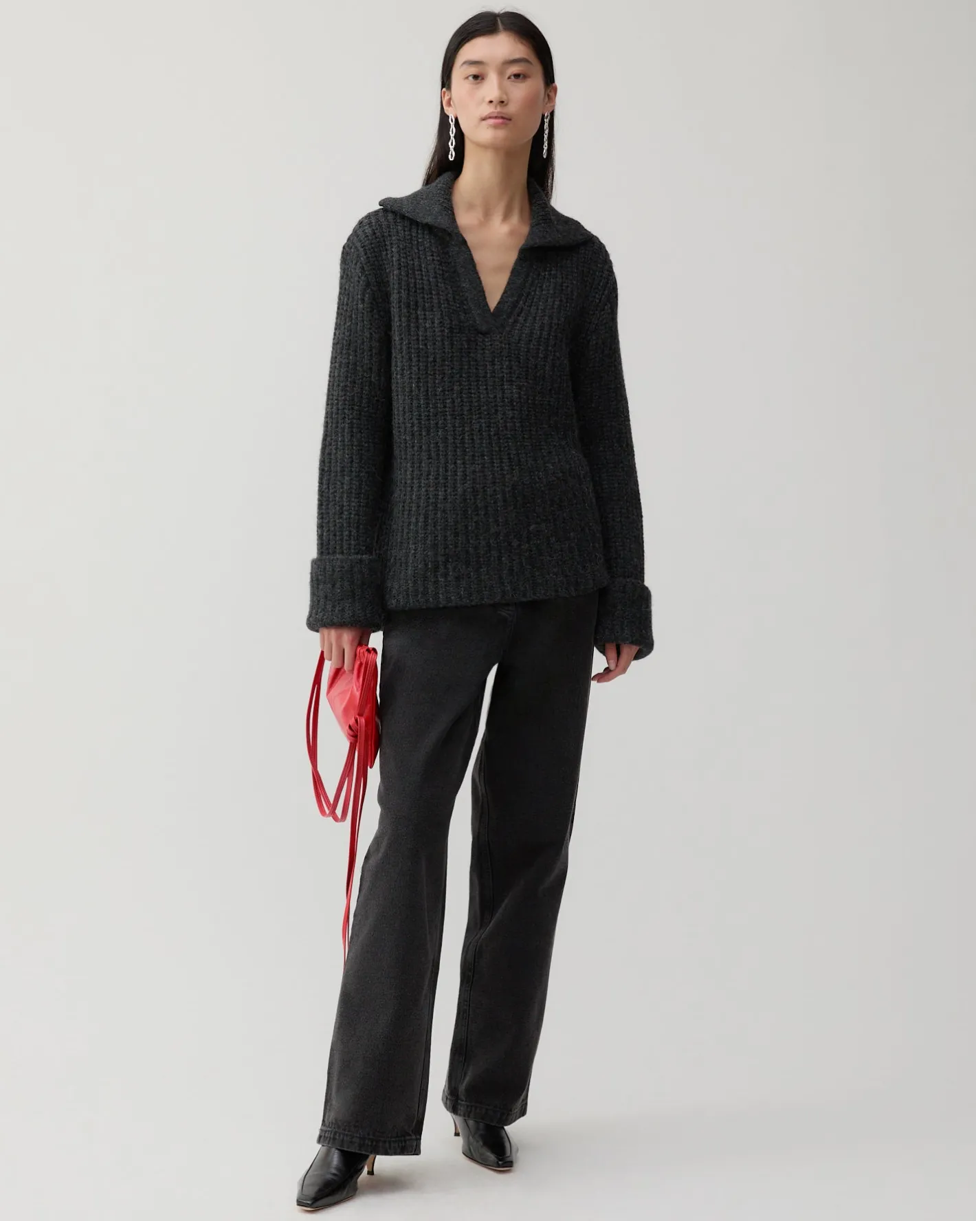 New Alison Sweater Chunky Alpaca Dark Grey Knitwear | Clothing