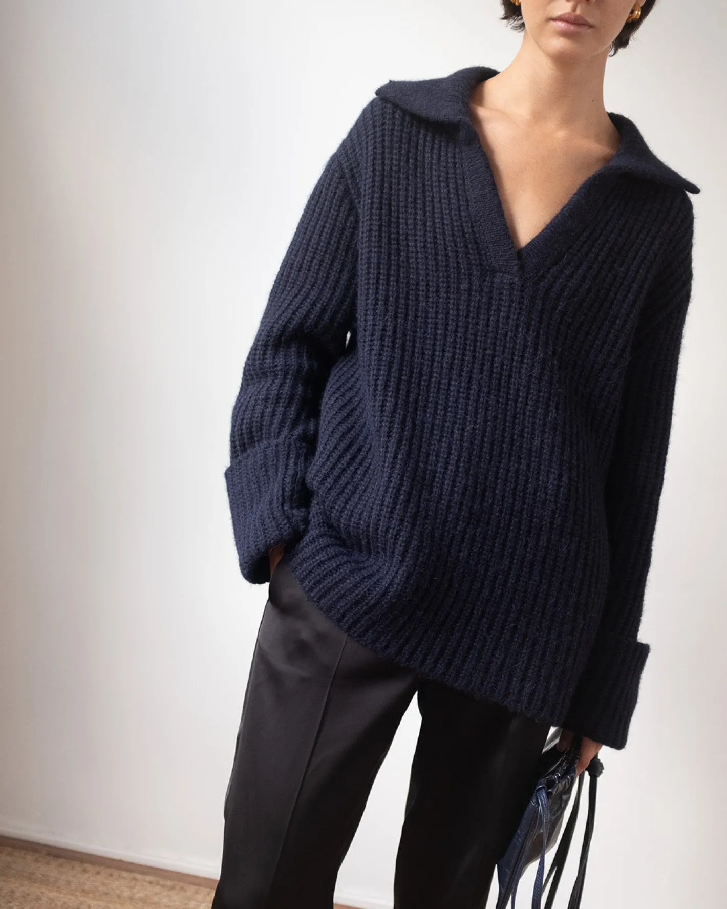 Clearance Alison Sweater Chunky Alpaca Navy Knitwear | Clothing