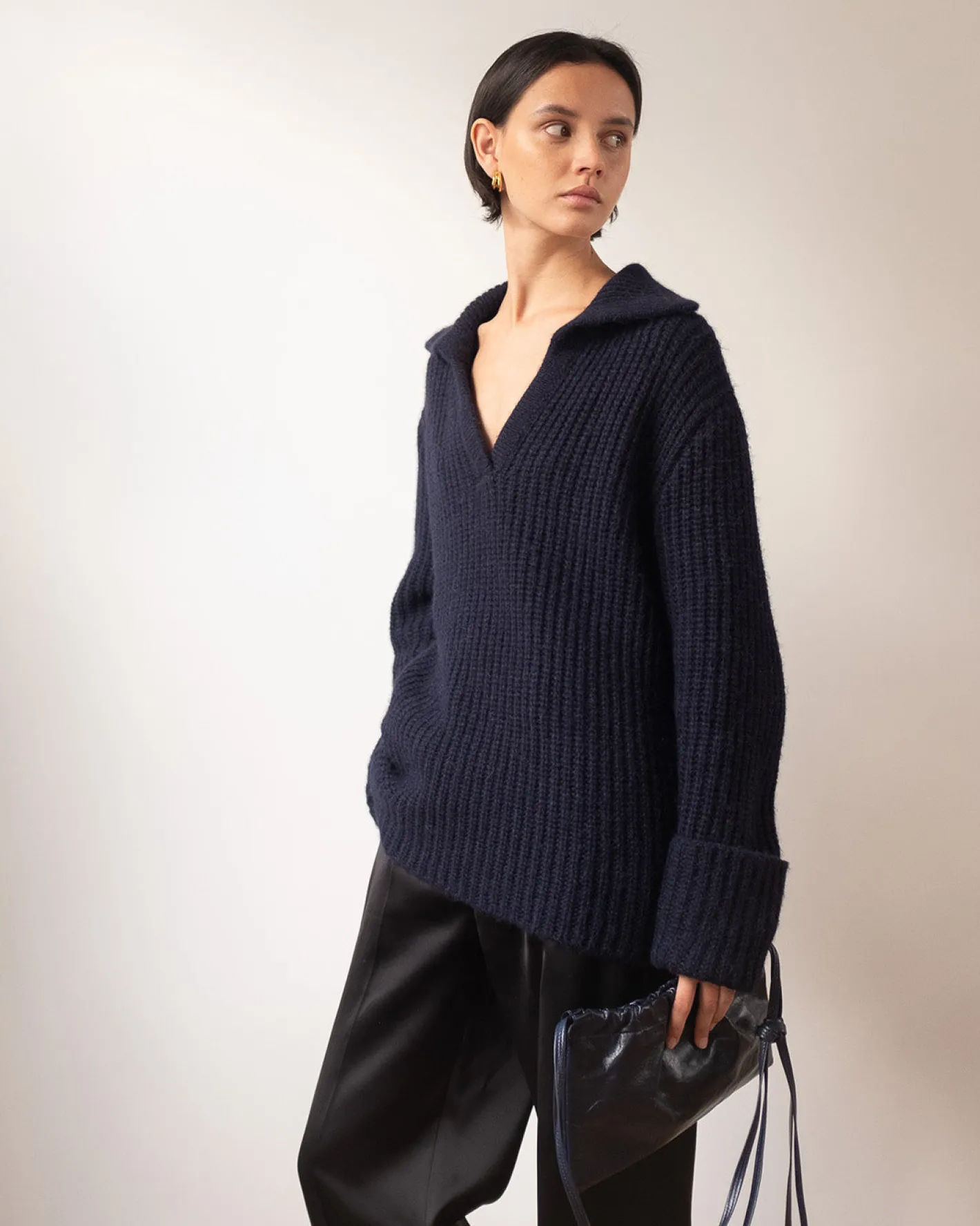 Clearance Alison Sweater Chunky Alpaca Navy Knitwear | Clothing