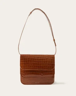 Hot Ana Bag Leather Emboss Croc Caramel Everyday
