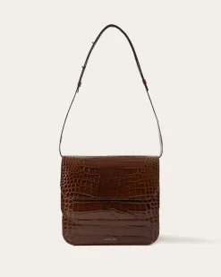 Hot Ana Bag Leather Emboss Croc Brown Everyday