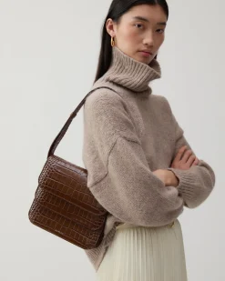 Hot Ana Bag Leather Emboss Croc Brown Everyday