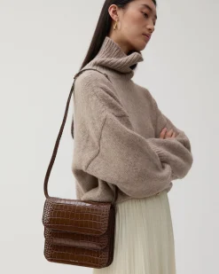 Hot Ana Bag Leather Emboss Croc Brown Everyday