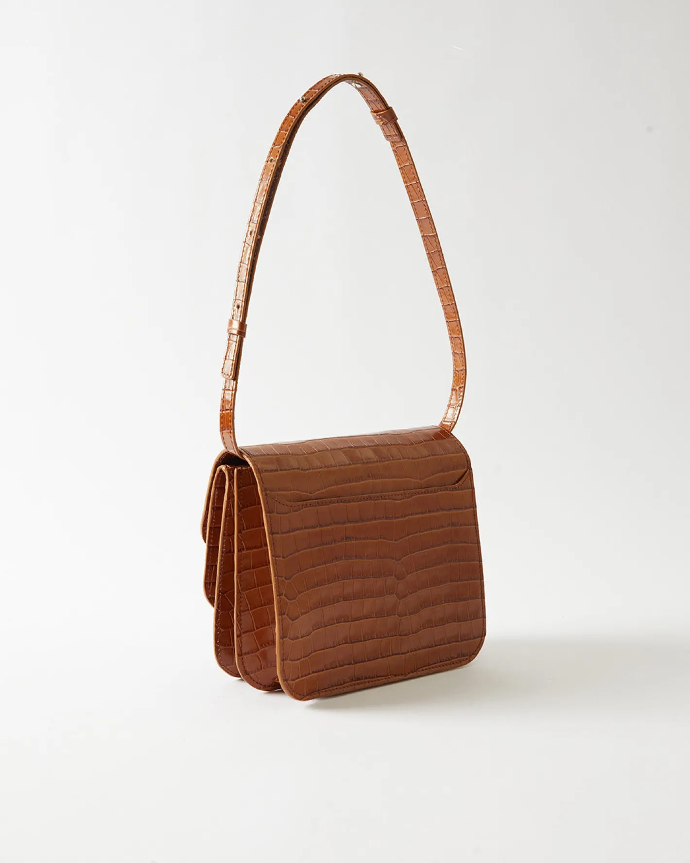 Hot Ana Bag Leather Emboss Croc Caramel Everyday