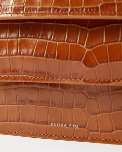 Hot Ana Bag Leather Emboss Croc Caramel Everyday