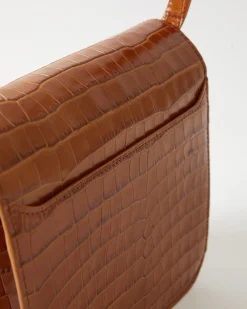 Hot Ana Bag Leather Emboss Croc Caramel Everyday