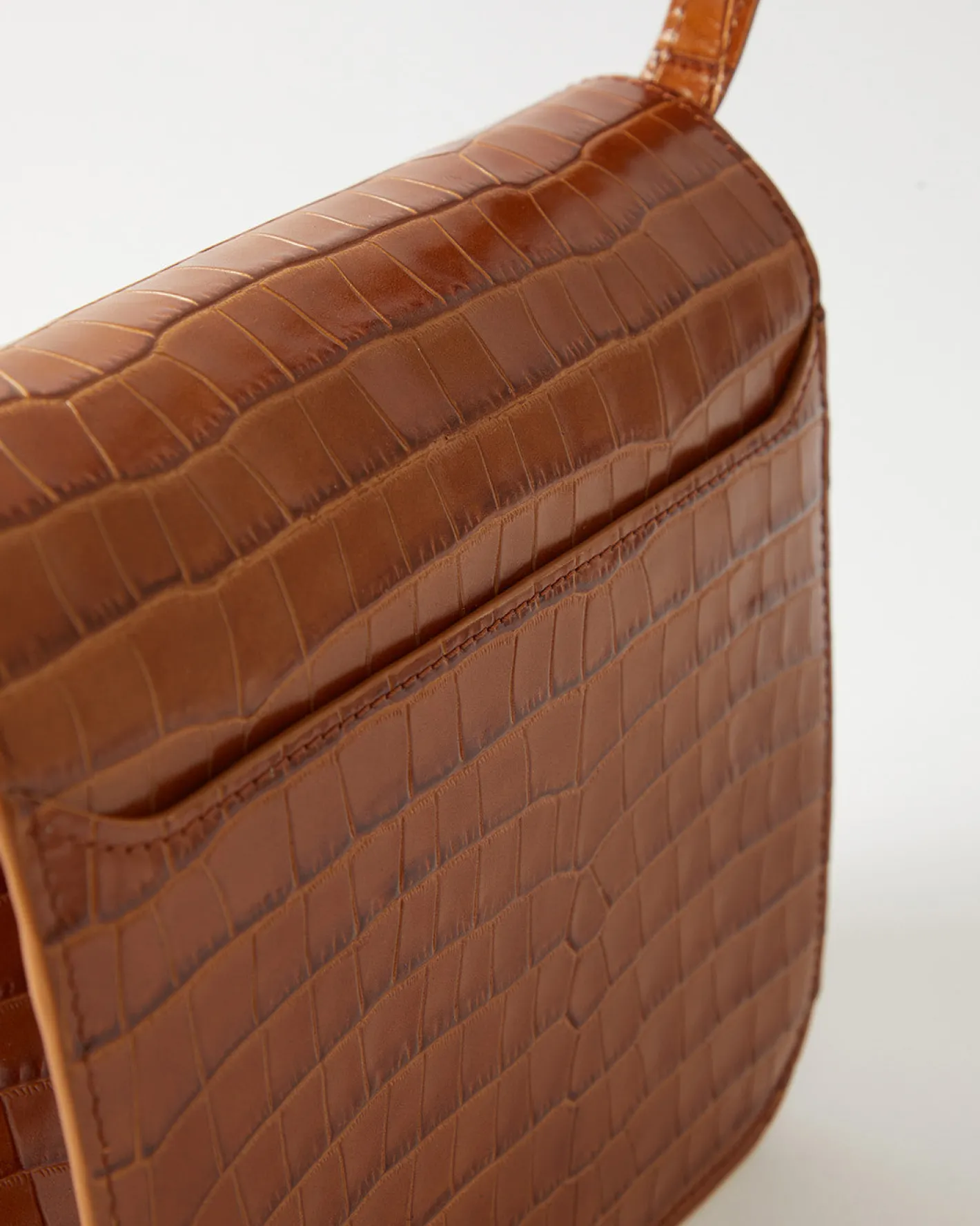 Hot Ana Bag Leather Emboss Croc Caramel Everyday