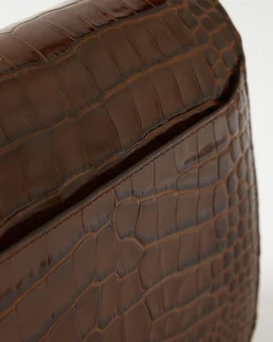 Hot Ana Bag Leather Emboss Croc Brown Everyday
