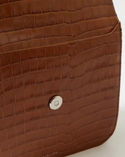 Hot Ana Bag Leather Emboss Croc Caramel Everyday