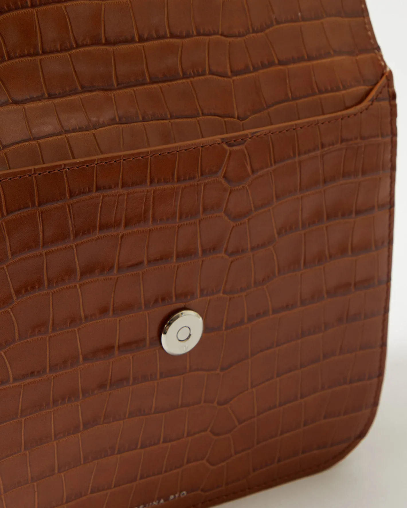 Hot Ana Bag Leather Emboss Croc Caramel Everyday