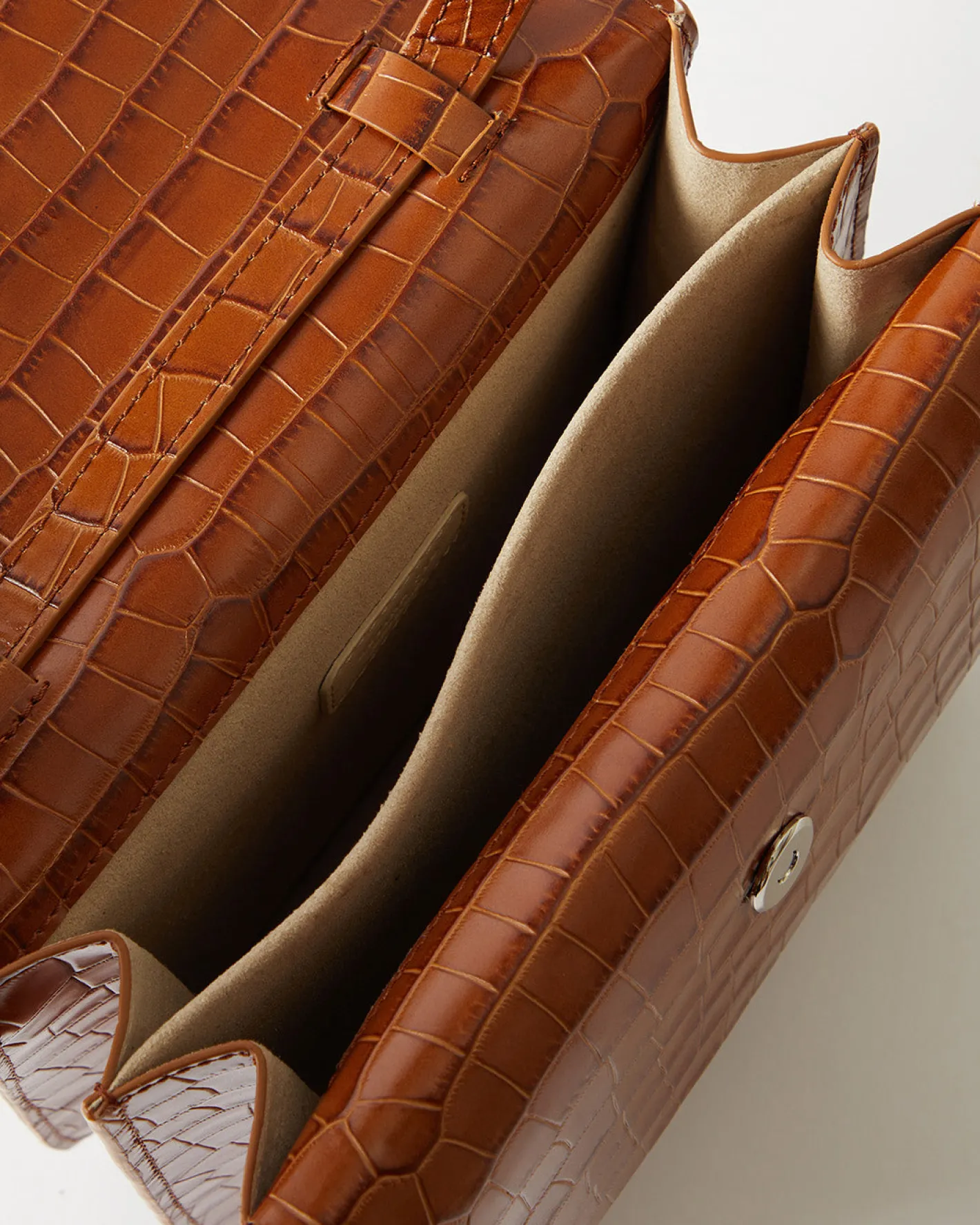 Hot Ana Bag Leather Emboss Croc Caramel Everyday
