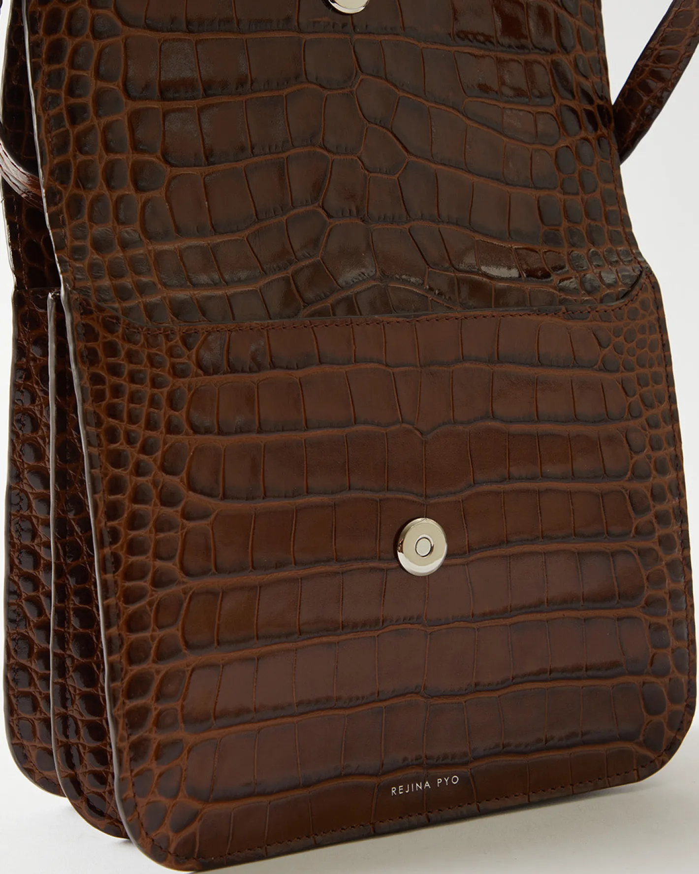 Hot Ana Bag Leather Emboss Croc Brown Everyday