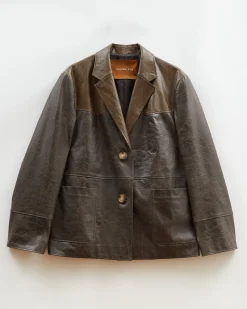 Online Andrea Jacket Faux Leather Distressed Brown Jackets | Jackets