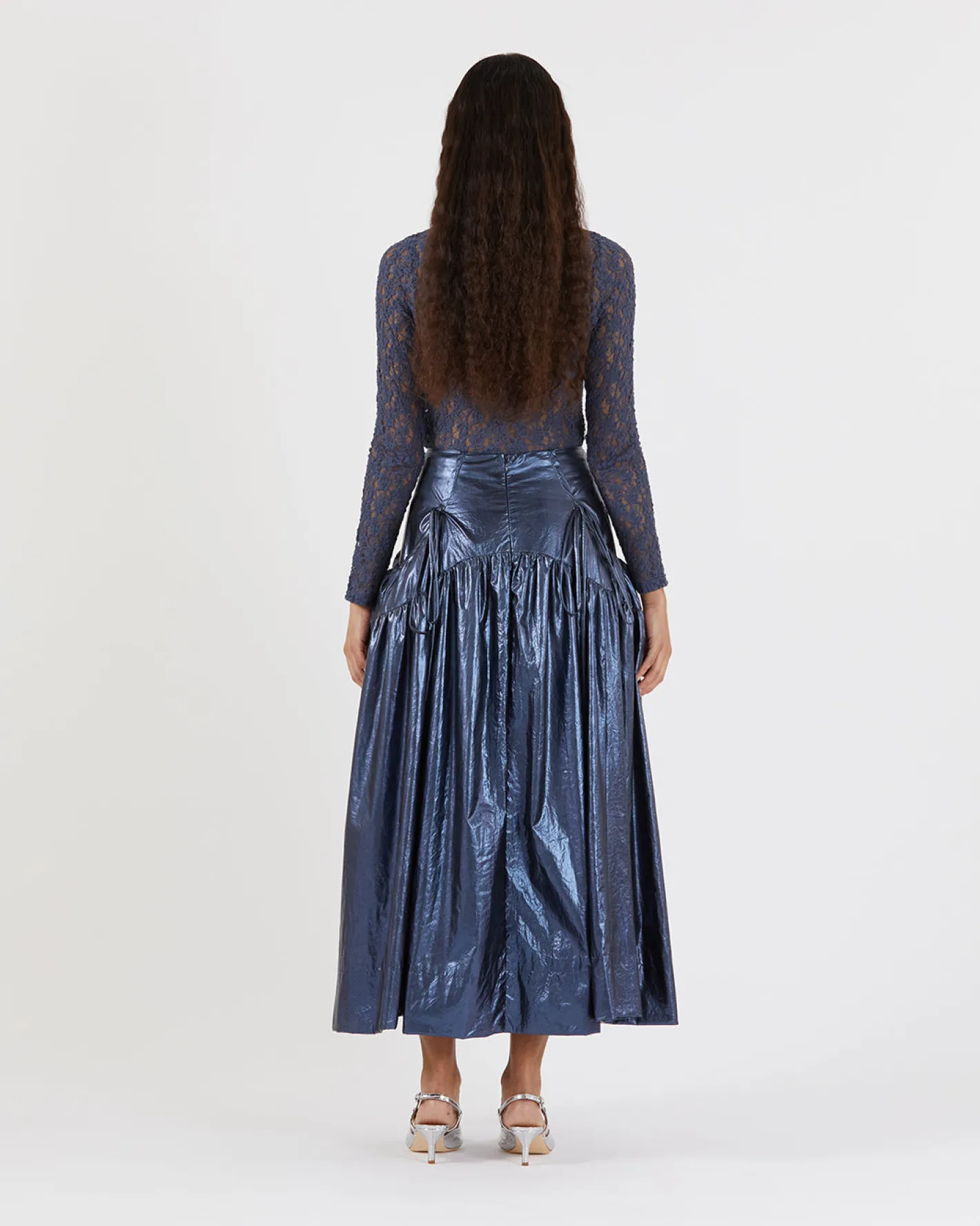 Online Anika Skirt Lamé Metallic Navy Skirts | Clothing