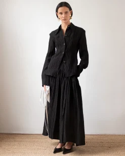 Fashion Anika Skirt Tencel Blend Seersucker Black Skirts | Clothing