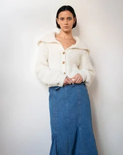 Online Ashley Cardigan Bouclé Alpaca Ivory Knitwear | Clothing