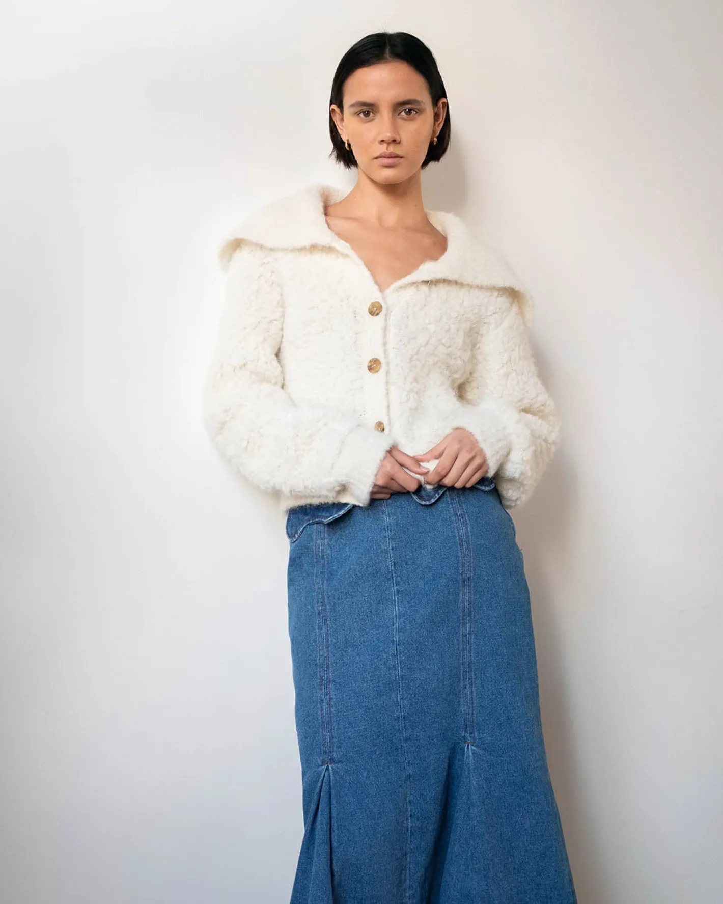 Online Ashley Cardigan Bouclé Alpaca Ivory Knitwear | Clothing