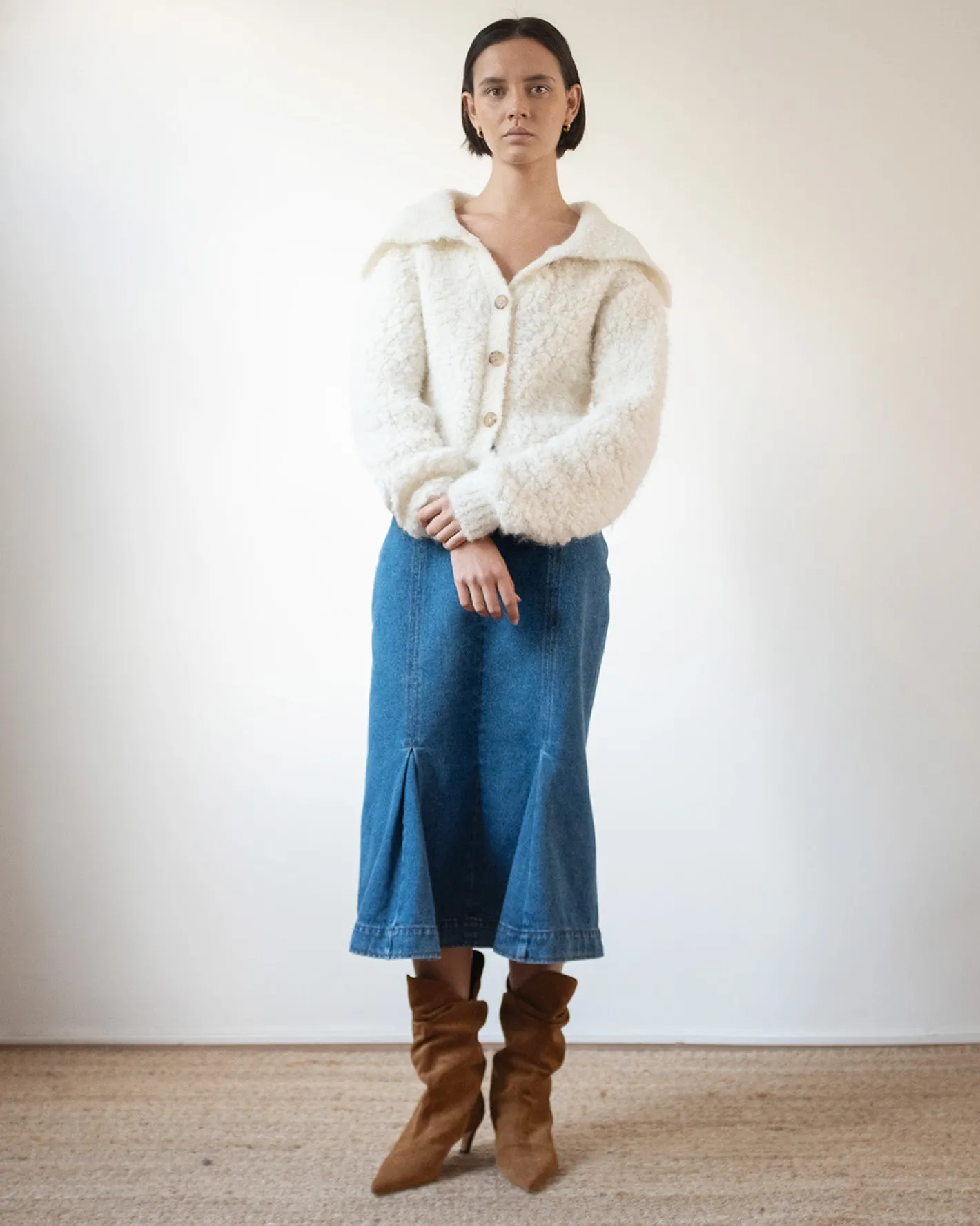 Online Ashley Cardigan Bouclé Alpaca Ivory Knitwear | Clothing
