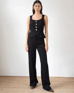 Outlet Athena Trousers Crepe Twill Viscose Black Trousers | Tailoring
