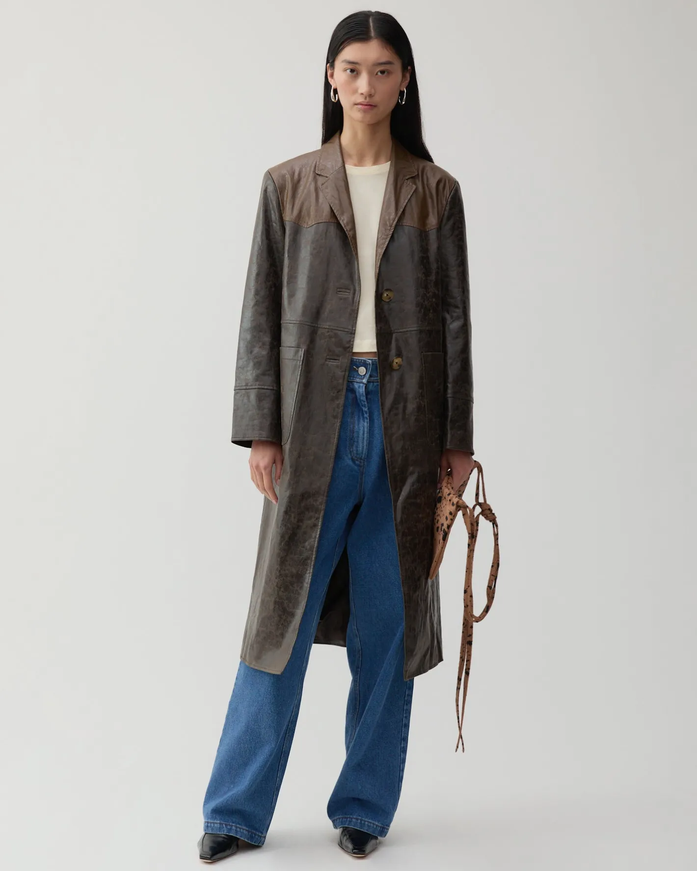 New Atlas Coat Faux Leather Distressed Brown Coats | Coats