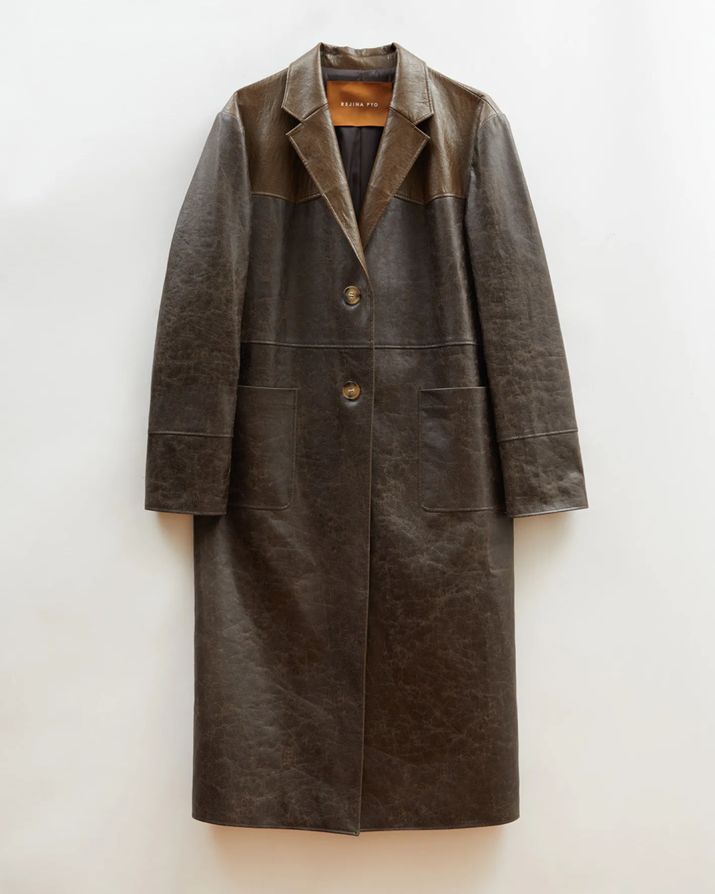 New Atlas Coat Faux Leather Distressed Brown Coats | Coats
