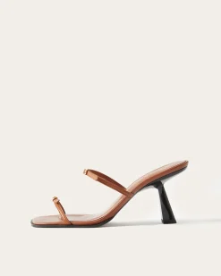 Discount Avery Sandals Leather Nappa Tan Heels