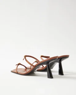Discount Avery Sandals Leather Nappa Tan Heels