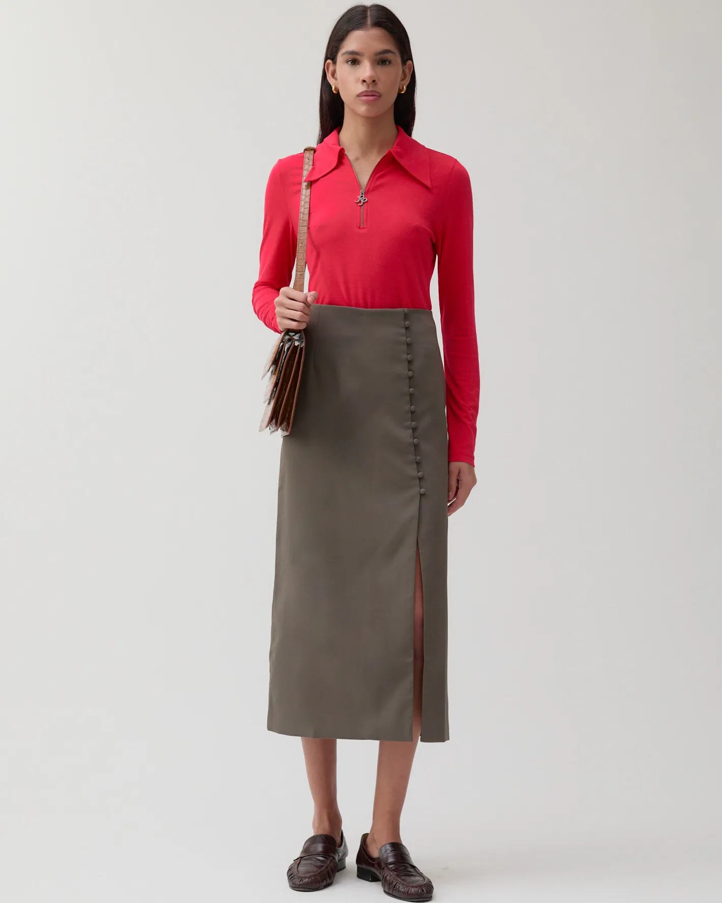 Clearance Avery Skirt Tencel Blend Grey Skirts | Clothing