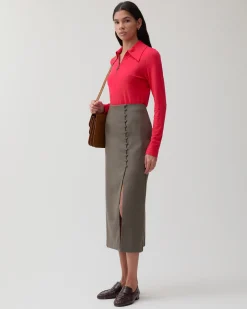 Clearance Avery Skirt Tencel Blend Grey Skirts | Clothing