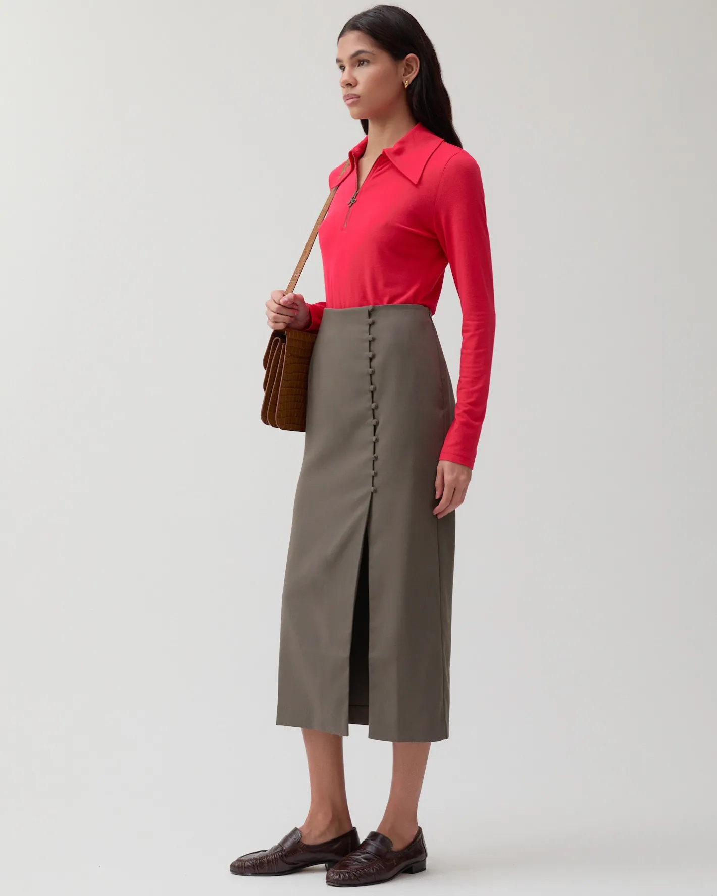 Clearance Avery Skirt Tencel Blend Grey Skirts | Clothing