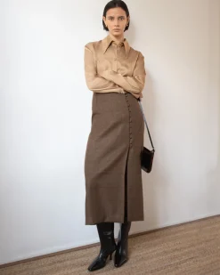 Best Avery Skirt Wool Check Brown Skirts | Clothing