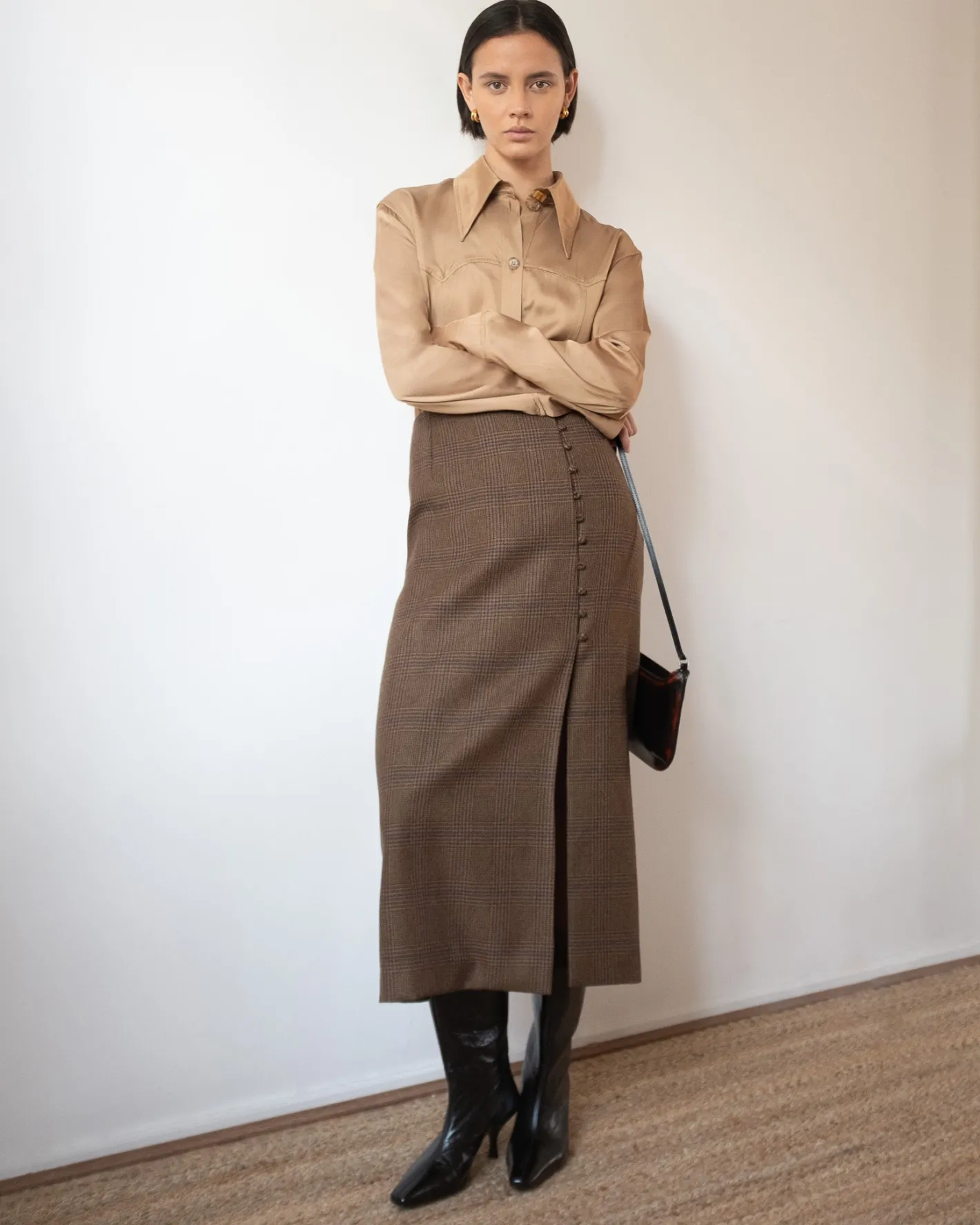 Best Avery Skirt Wool Check Brown Skirts | Clothing