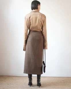 Best Avery Skirt Wool Check Brown Skirts | Clothing