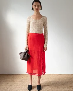 Sale Ayla Skirt Tencel Blend Red Skirts | Clothing